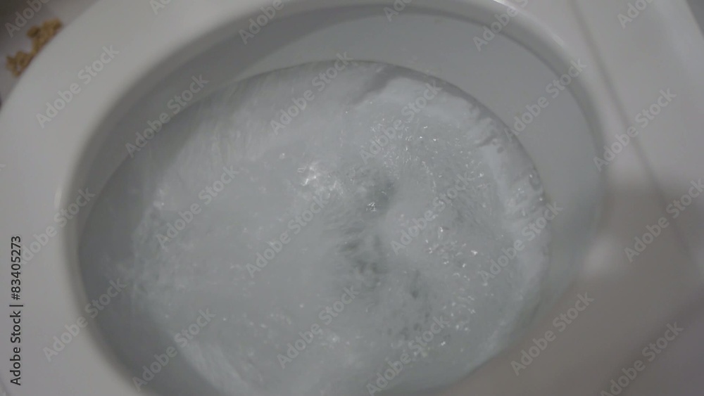 Toilet, Flushing Water, close up Toilet, Flushing Water, close up