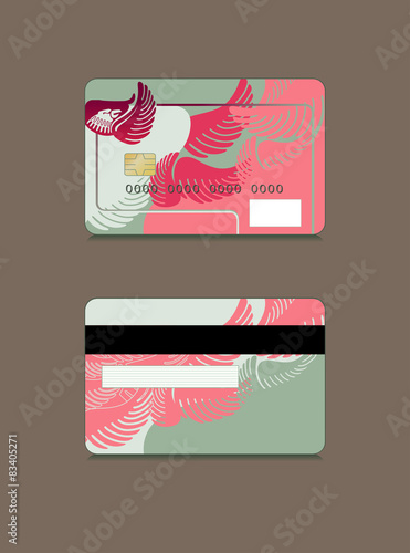 Design of a plastic card on dark background. Fuchsia.