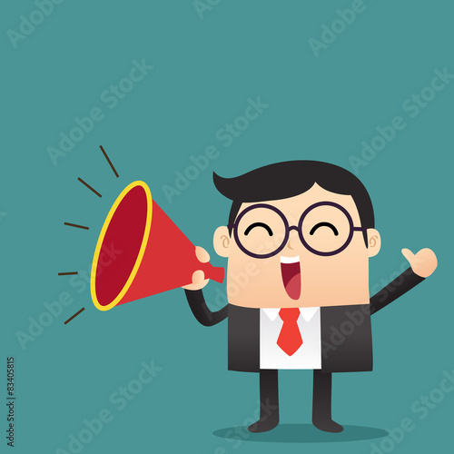 Businessman annoucing with megaphone