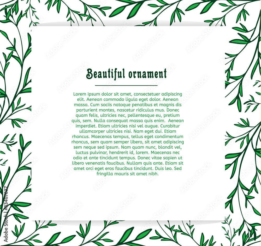Template cards for the plant background of green twigs and