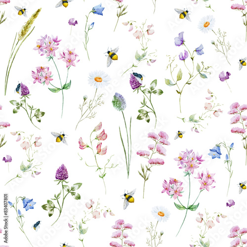 Watercolor wildflower pattern