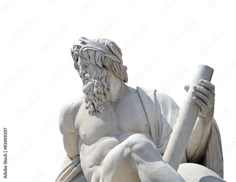 Naklejka premium Posąg boga Zeusa w Fontannie Berniniego w Rzymie (ścieżka przycinająca)