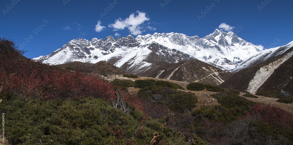 view of the Himalayas (Lhotse on the right) from Somare