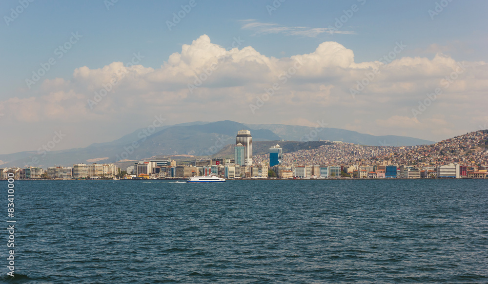 Izmir view with ferry