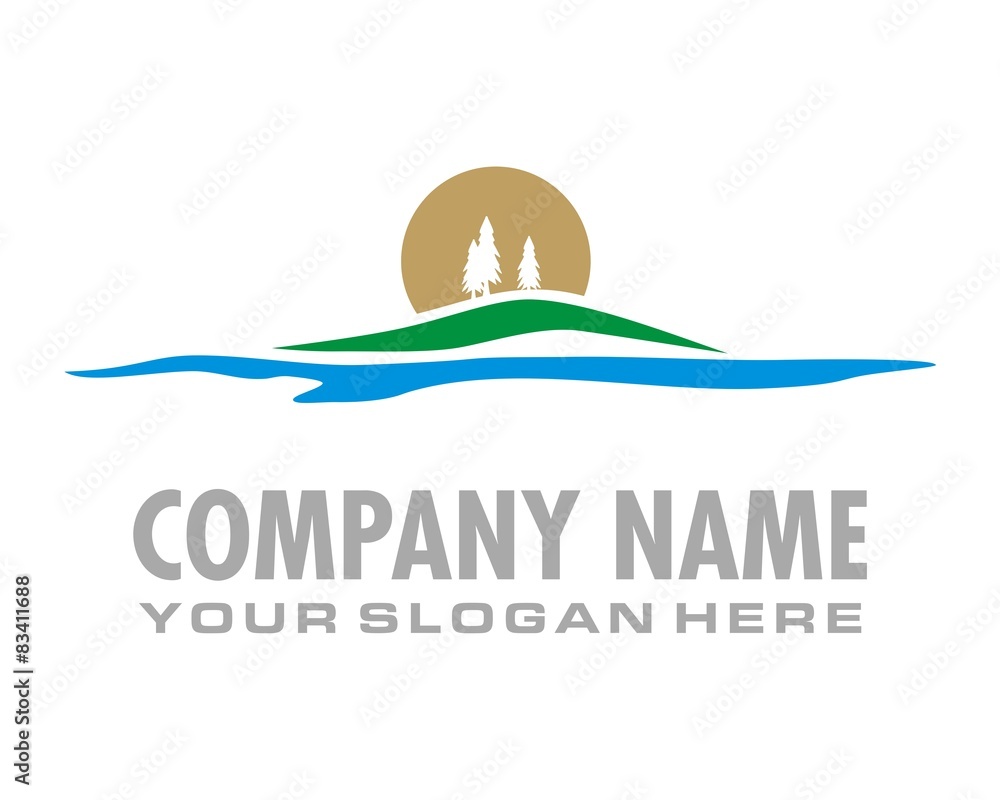 Naklejka premium island and sun or moon