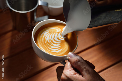 Photographie Making of cafe latte art