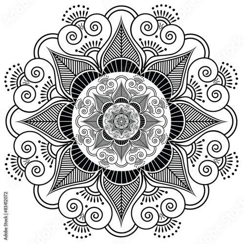 Indian henna tattoo flower pattern

