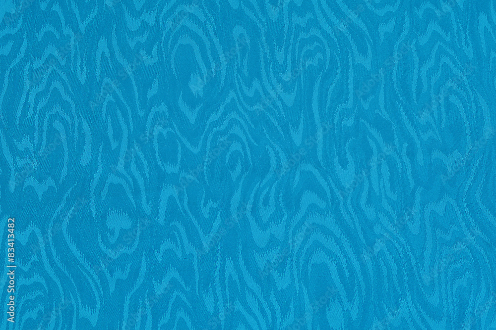 Naklejka Blue cyan silk damask fabric with moire pattern