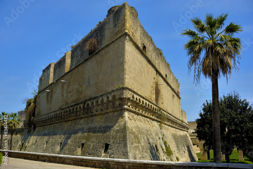 Detail swabian Castle of Bari with tree. Puglia. Italy.
