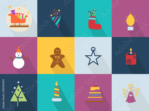 Christmas icons set with objects typical of the party