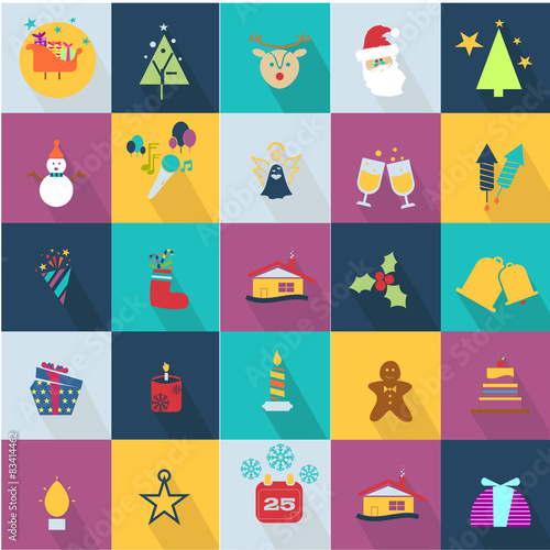 Christmas icons set with objects typical of the party