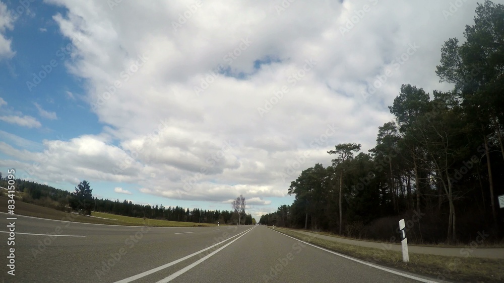 P.O.V. driving with onboard-camera on country road P.O.V. driving with onboard-camera on country road