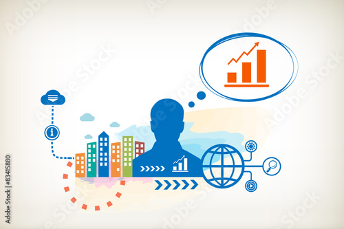 Rating and person with bubbles for dialogue.
