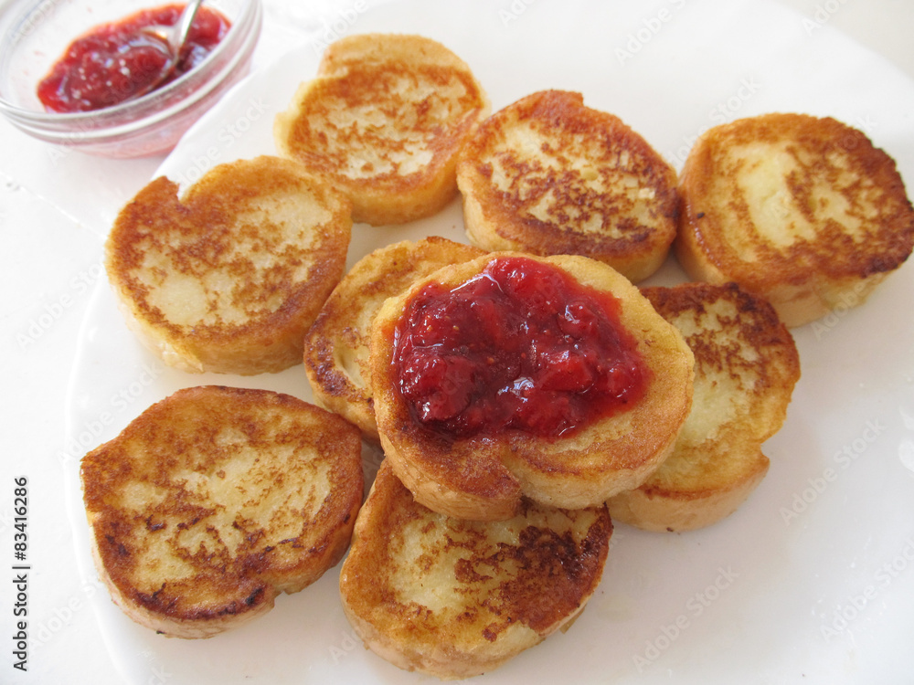 French toasts with jam.