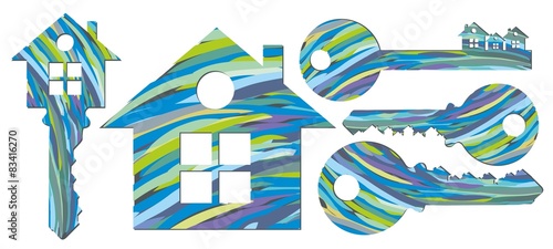 A logo of the cottage settlement with keys.