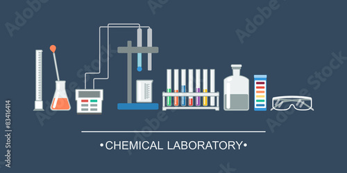 Banner chemical objects. Chemical laboratory equipment, ion electrode. vector