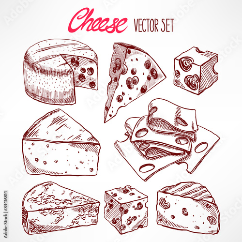 Set with sketch cheeses