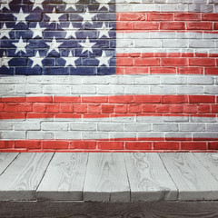 USA flag over vintage paper with copy space. 4th of july