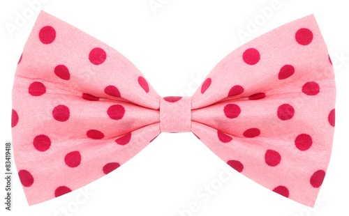 Hair bow tie pink with red dots
