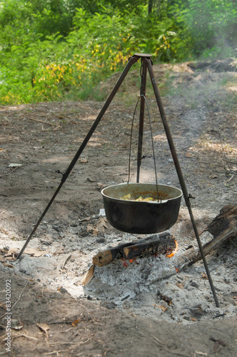 cooking in the pot on the nature