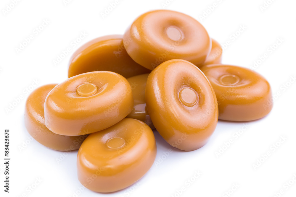 Toffees on a white background. Toffees on a white background.