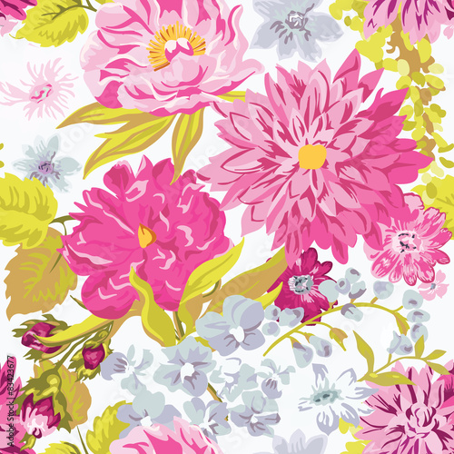 Vintage Floral Background - seamless pattern