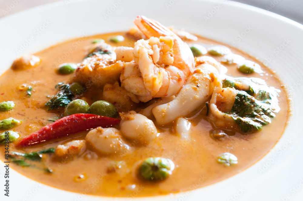 Thai Food Red Curry Panang, Seafood Thai Food Red Curry Panang, Seafood