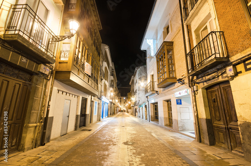  Scenic night view of the ancient town of Briviesca, Spain.