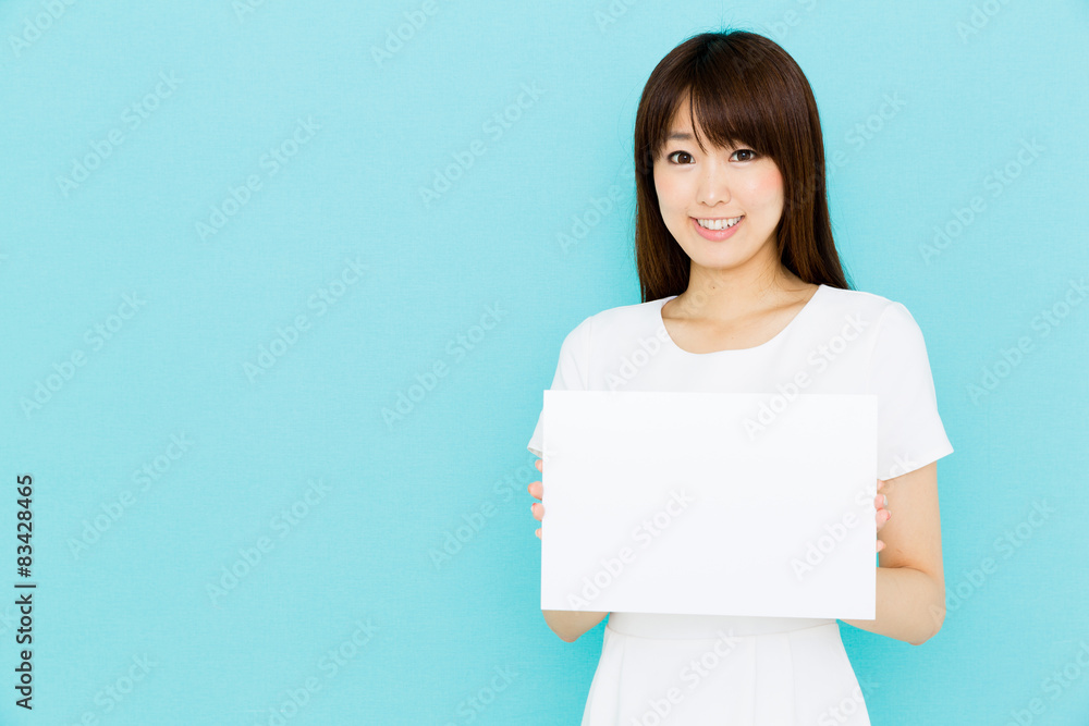 attractive asian nurse on blue background attractive asian nurse on blue background