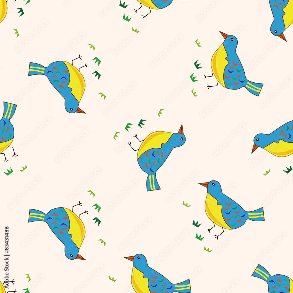 Obraz premium bird cartoon , cartoon seamless pattern background