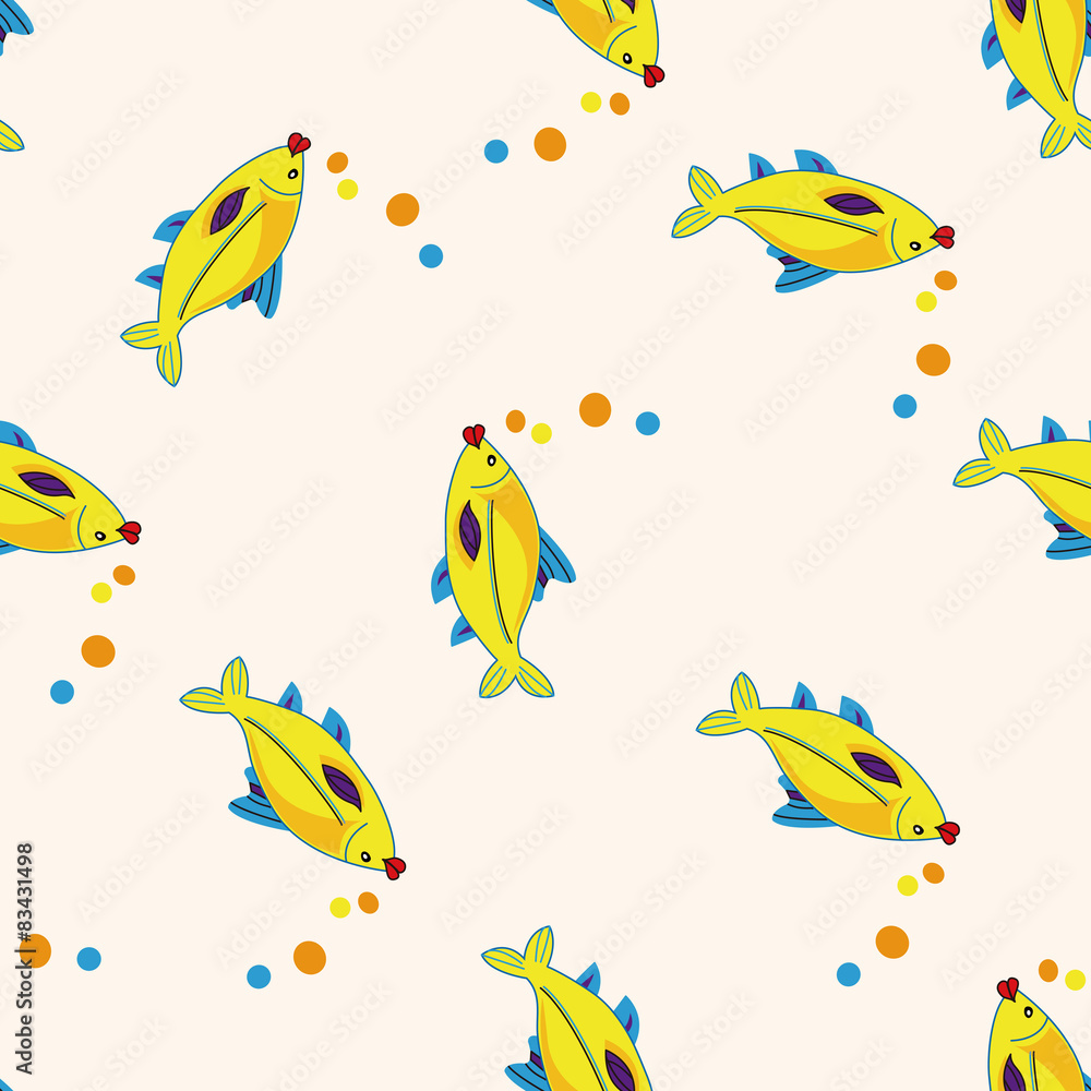 Obraz premium fish cartoon , cartoon seamless pattern background