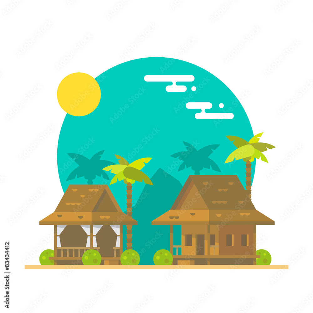 Flat design of beach bungalows Flat design of beach bungalows