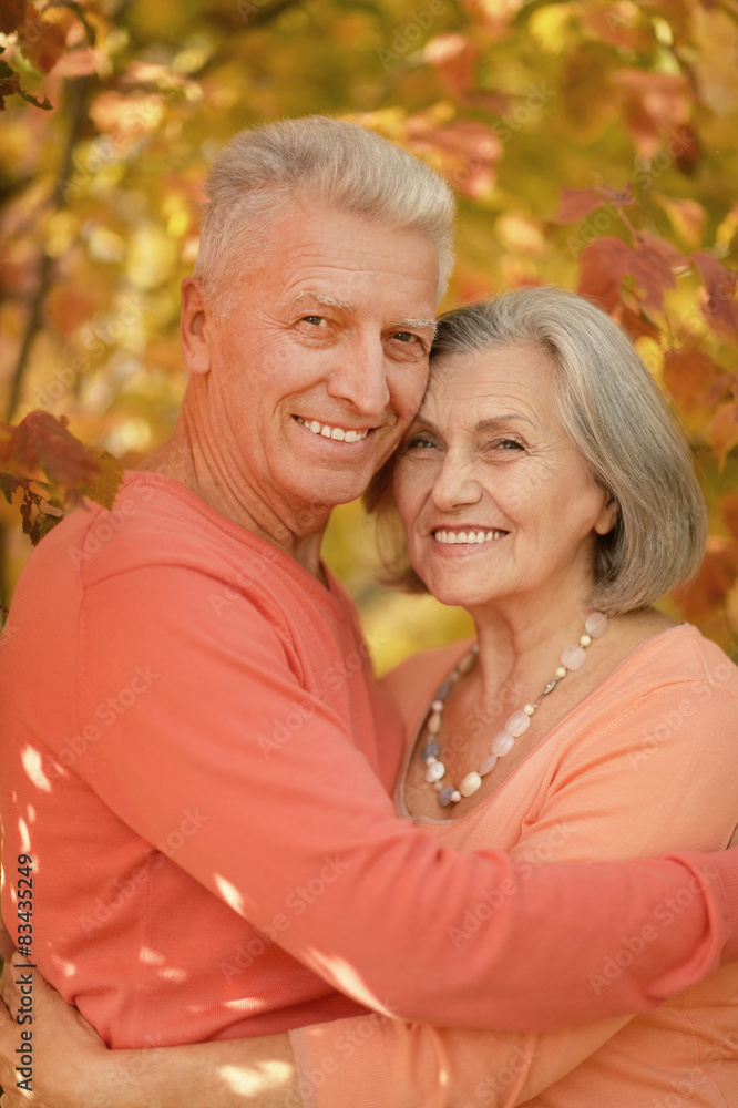 Senior couple in autumn park