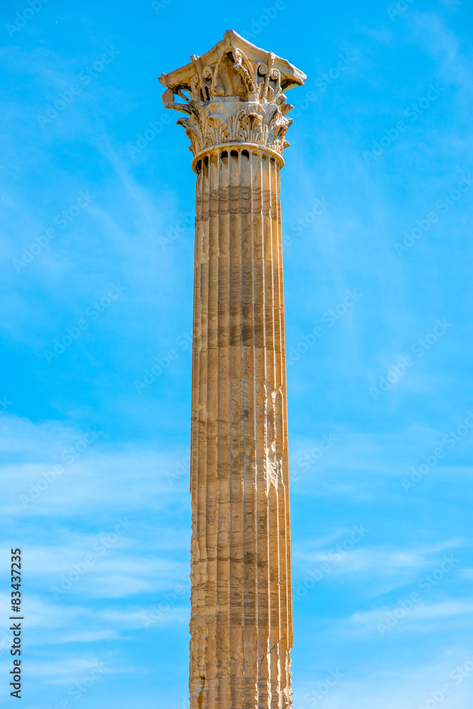 Corinthian column of Zeus temple in Greece