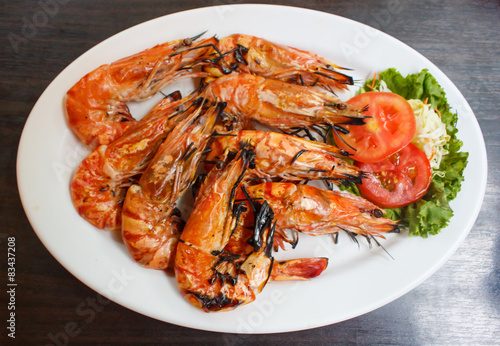 Grilled Shrimps on white plate