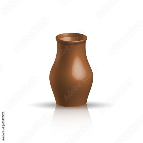 Realistic clay pot, brown color