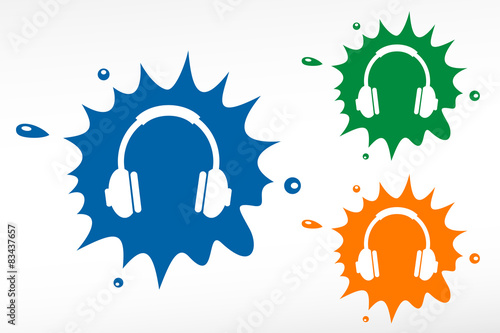 Vector headphones on color blob
