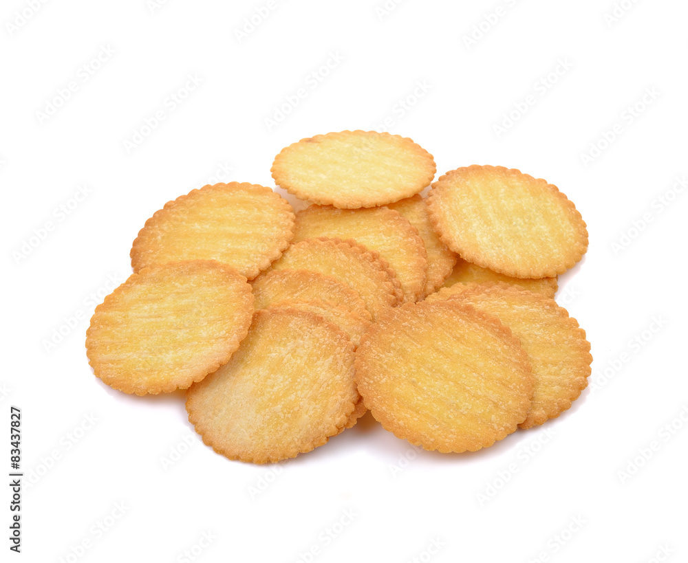 Thin cracker on white background Thin cracker on white background