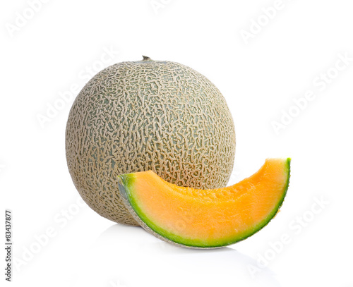  cantaloupe melon on white background