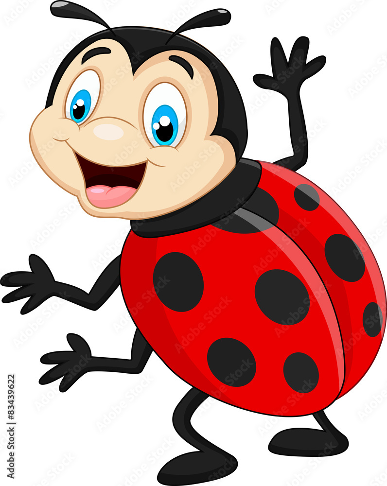 Fototapeta premium Cartoon ladybug waving