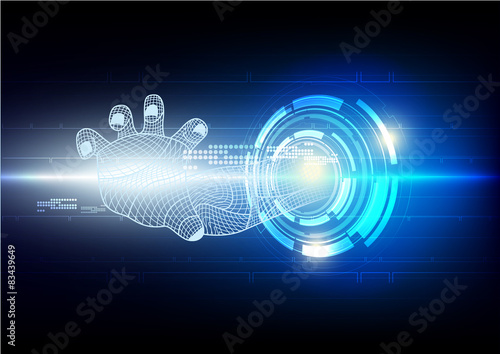 hitech hand and technology background