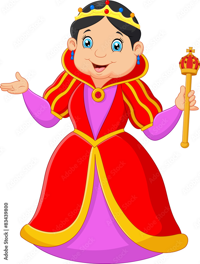Cartoon queen holding scepter