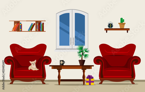 Vector living room flat illustration