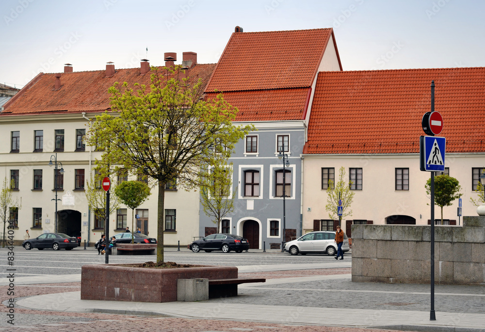 The old square at the city centre in Vilnius 