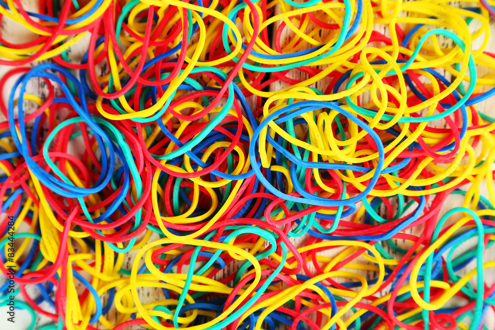 Colorful rubber bands, background