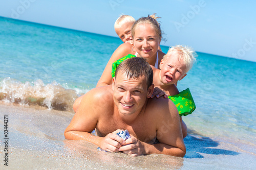 Happy family at the beach