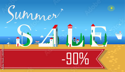 Inscription Summer Sale. Vector Illustration