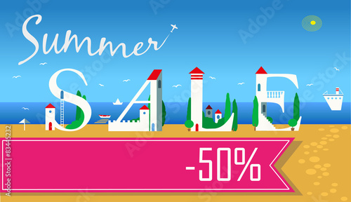 Inscription Summer Sale. Vector Illustration