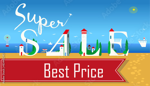 Inscription Super Sale. Vector Illustration