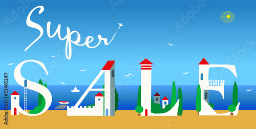 Inscription Super Sale. Vector Illustration